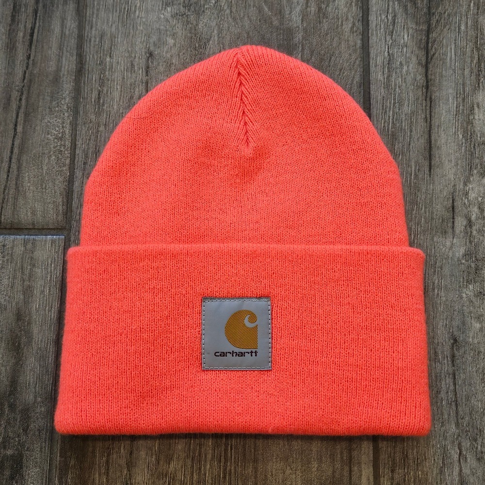 Carhartt‎ A18 Rib-Knit Beanie Hat Neon Orange Size OS Workwear Streetwear Gorp